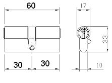 Цилиндровый механизм  с 3 англ. ключам 60 мм (30х30) латунь8209303074